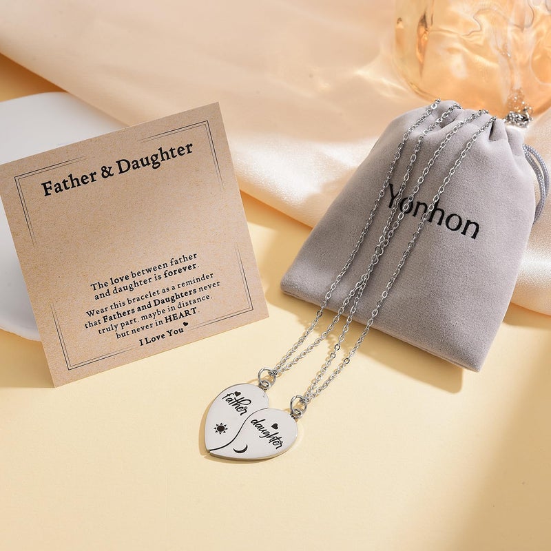 Yonhon Father Daughter Necklace for 2, Father Daughter Matching Bracelet Set for 2 - Image 5